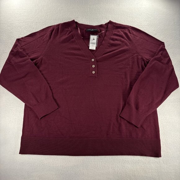 Lane Bryant Sweater Womens 18/20 Maroon V-NECK Long Sleeve Retails $60.00 NWT - Picture 1 of 11